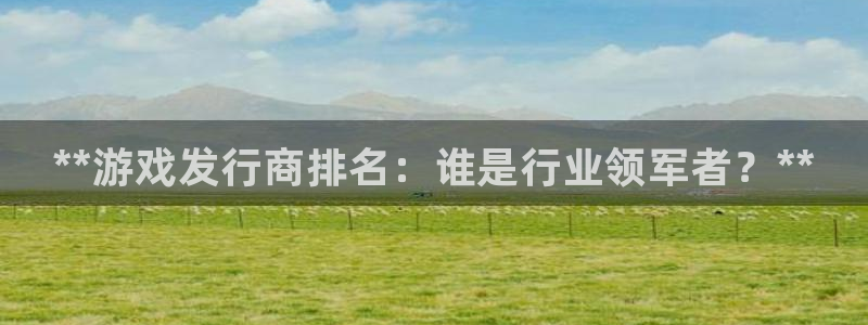 门徒平台入.门徒平台.几年了.长久.中国：**游戏发行商排名：谁是行业领军者？**