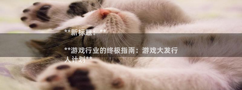 门徒娱乐总代理是谁：**新标题：**

**游戏行业的终极指南：游戏大发行
人计划**